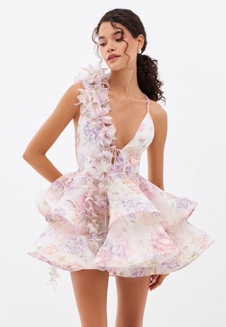 European and American floral holiday style V-neck sleeveless suspender dress CA225042275PI