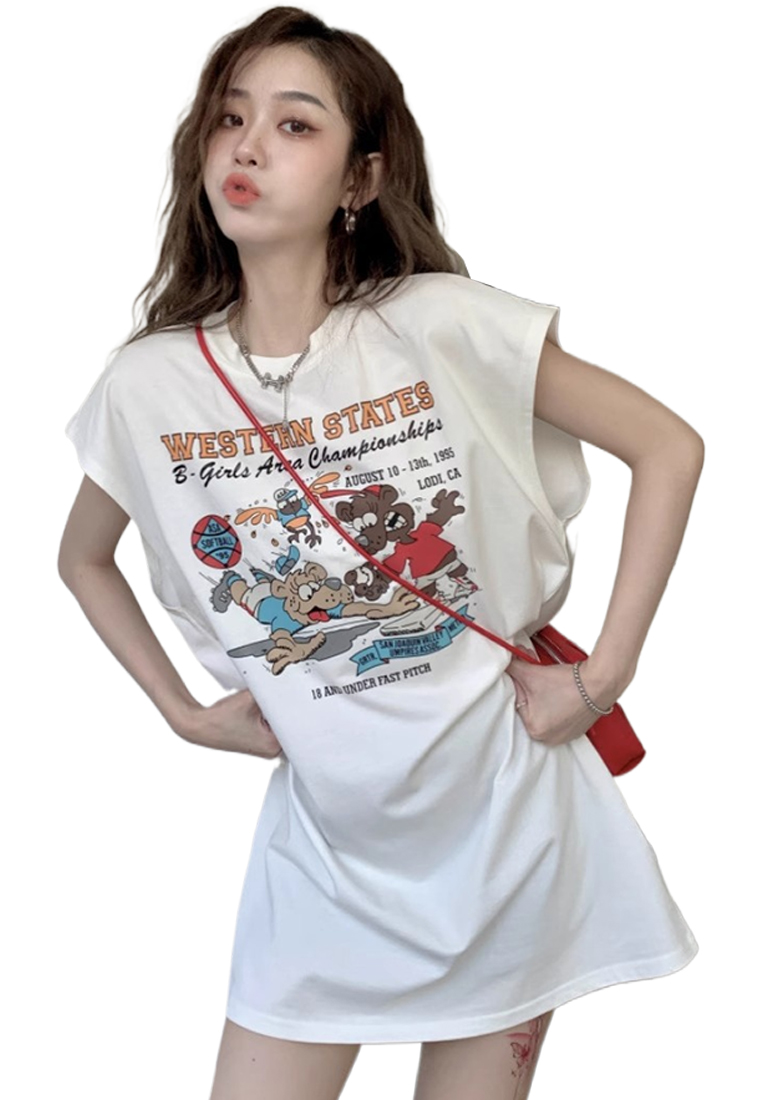 American Retro Thin Cotton Sports Vest Sleeveless T-shirt CA25061775W