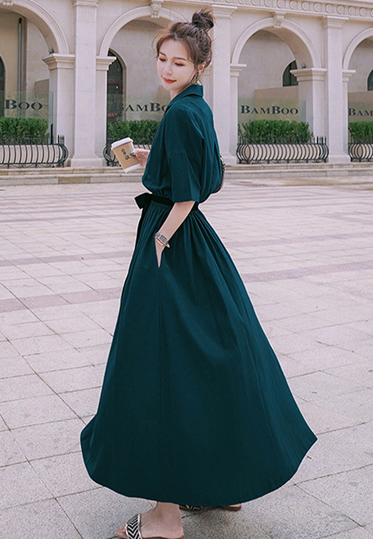 2024 New French Slim Fit and Elegant Long Dress CA24041075GR