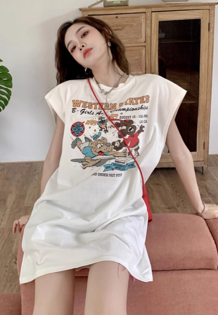 American Retro Thin Cotton Sports Vest Sleeveless T-shirt CA25061775W