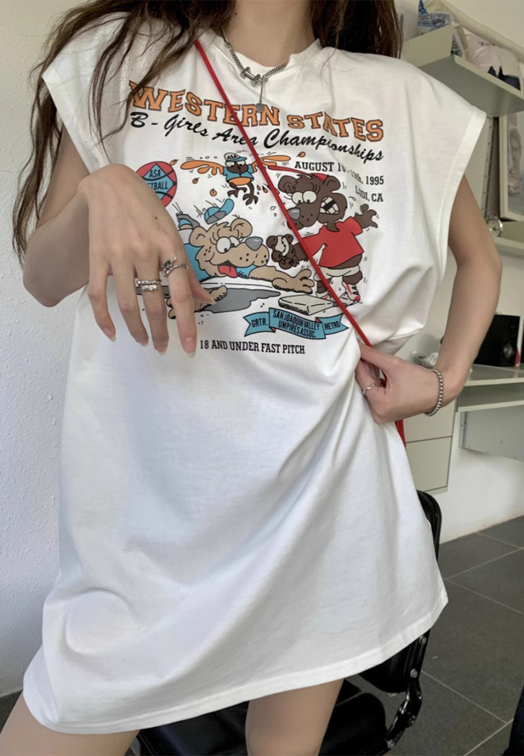 American Retro Thin Cotton Sports Vest Sleeveless T-shirt CA25061775W