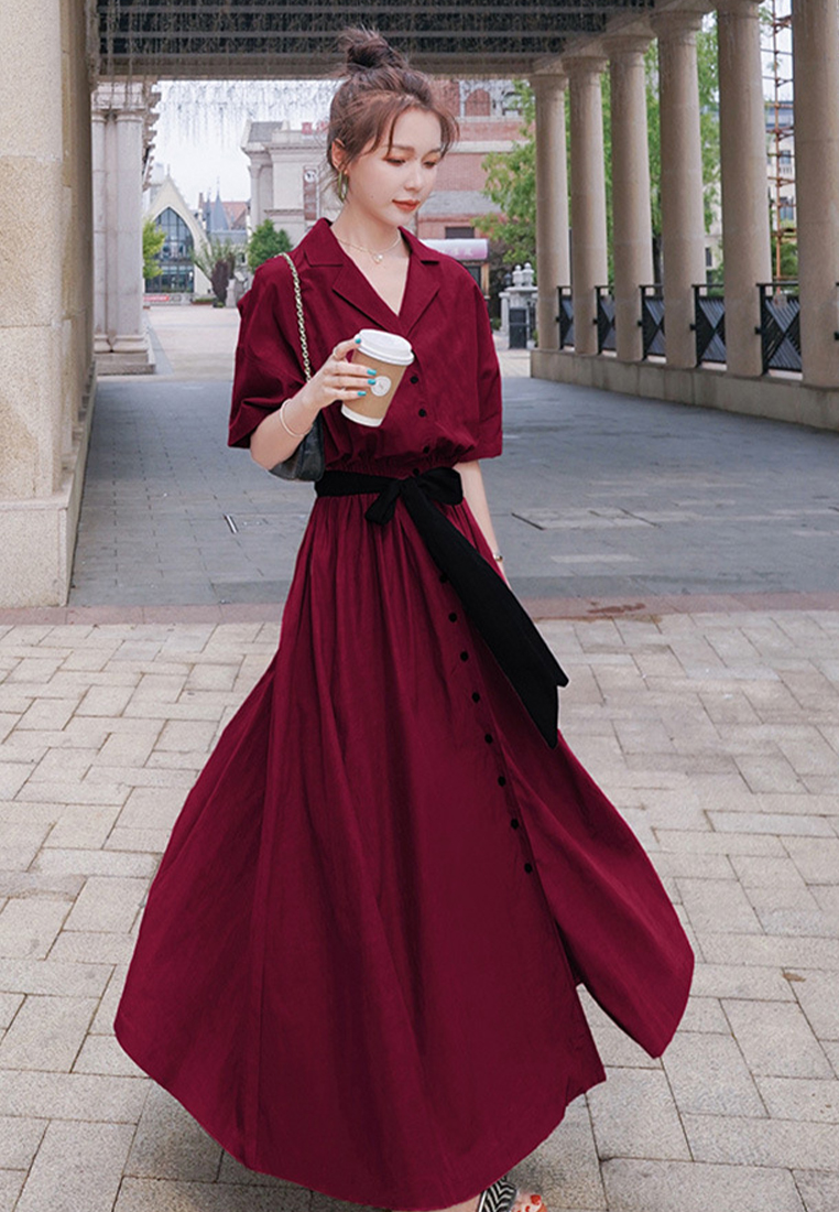 2024 New French Slim Fit and Elegant Long Dress CA24041075GR