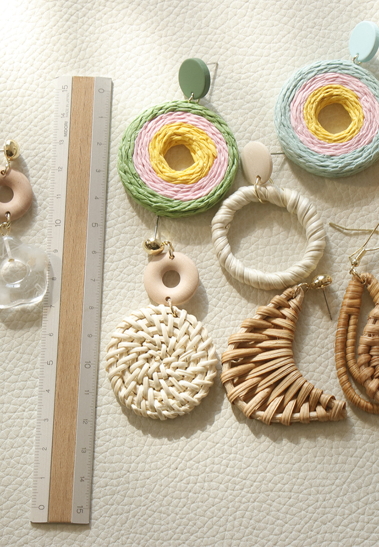 Handmade straw earrings CA25052376 -1