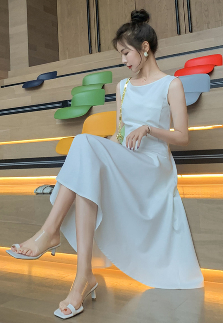 2024 Evening Dress Style Sleeveless Slim Fit Solid Color Dress CA24041076W