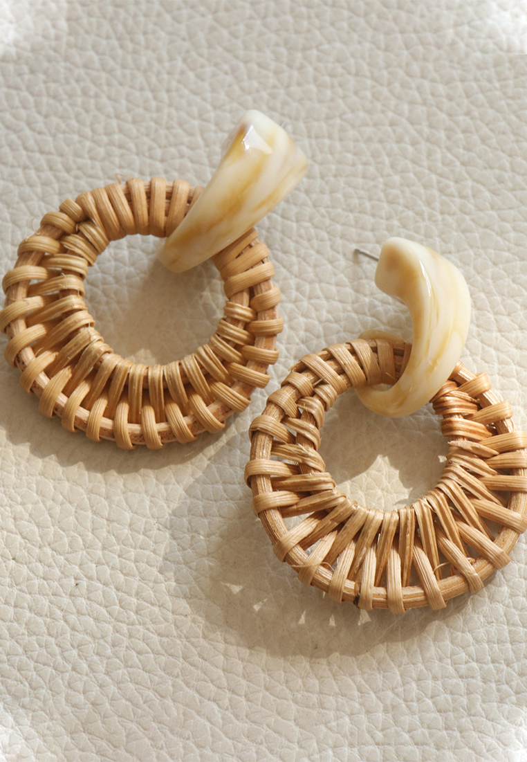 Handmade straw earrings CA25052376 -1