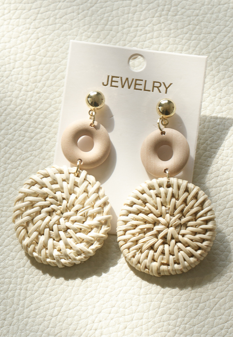 Handmade straw earrings CA25052376 -1