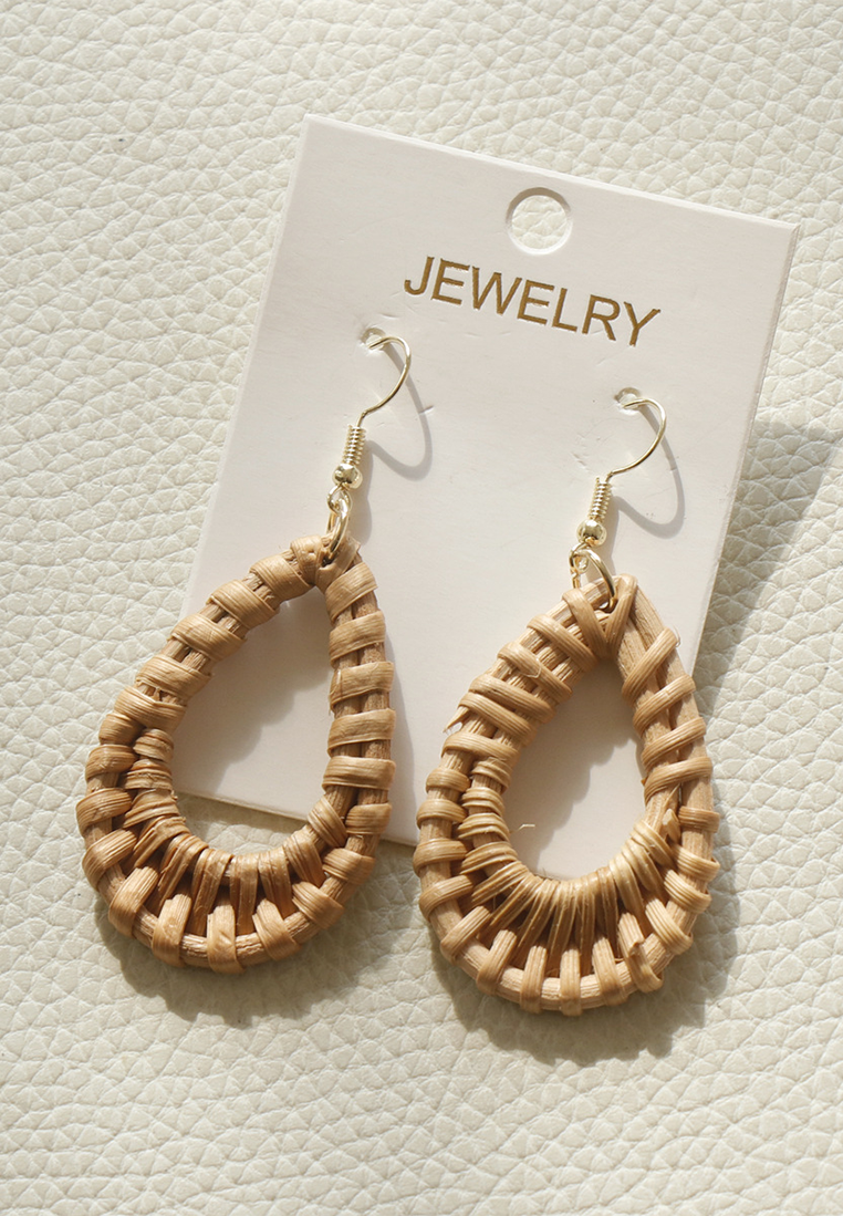 Handmade straw earrings CA25052376 -1