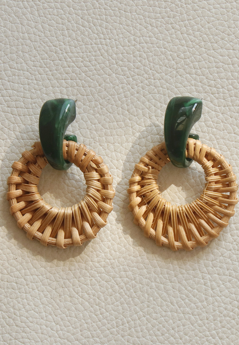 Handmade straw earrings CA25052376 -1