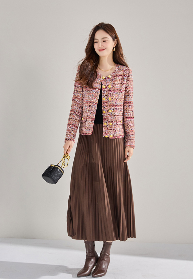 Autumn and winter pleated midi skirt CA25010703KI