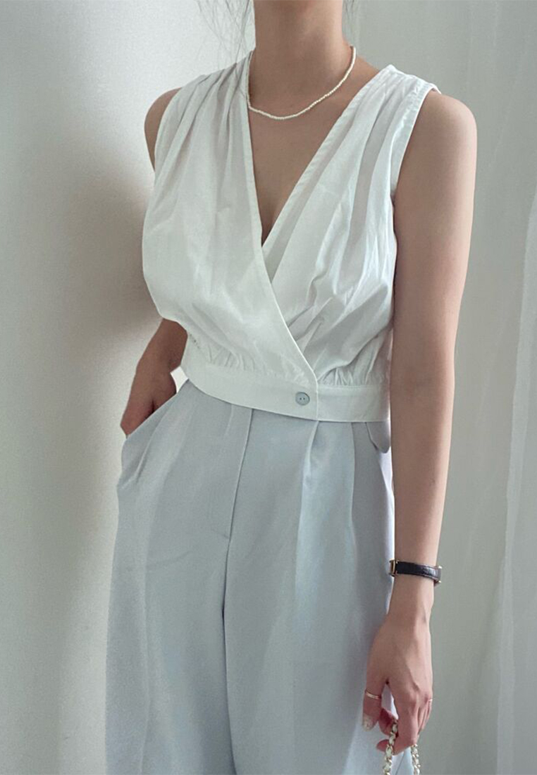 Summer minimalist sleeveless versatile short top CA25032732W