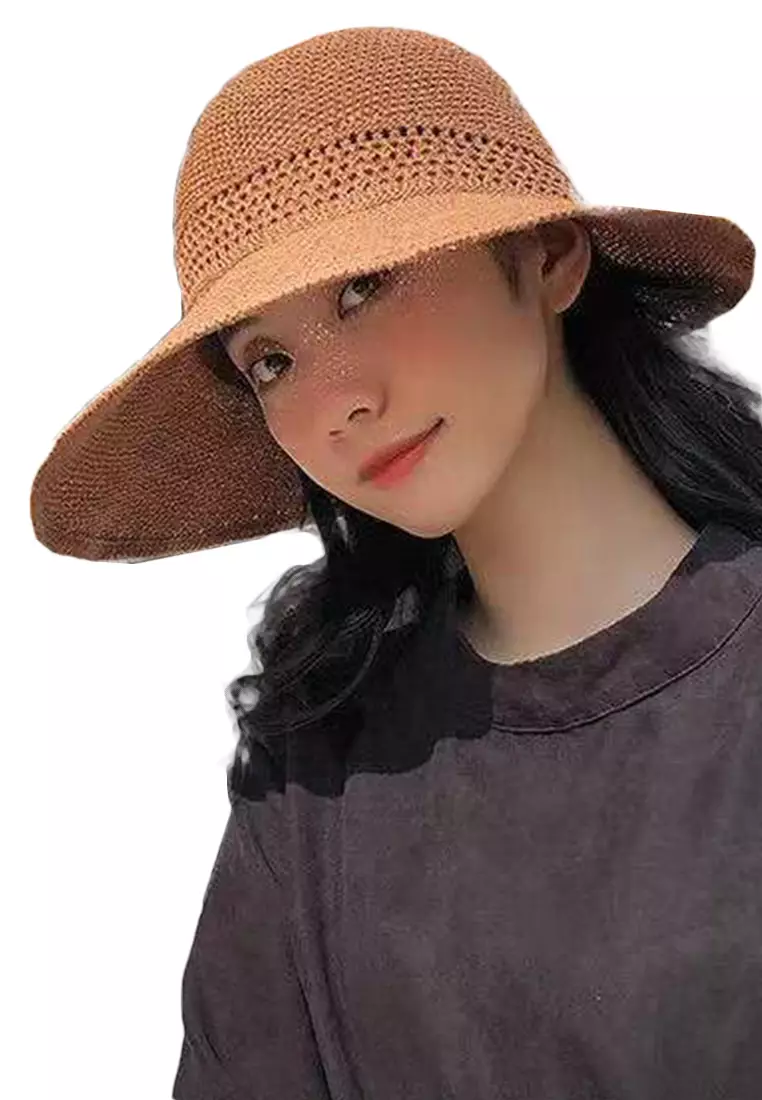 Bow Hollow Big Brim Folding Sunshade Fisherman Caps A22062408PI