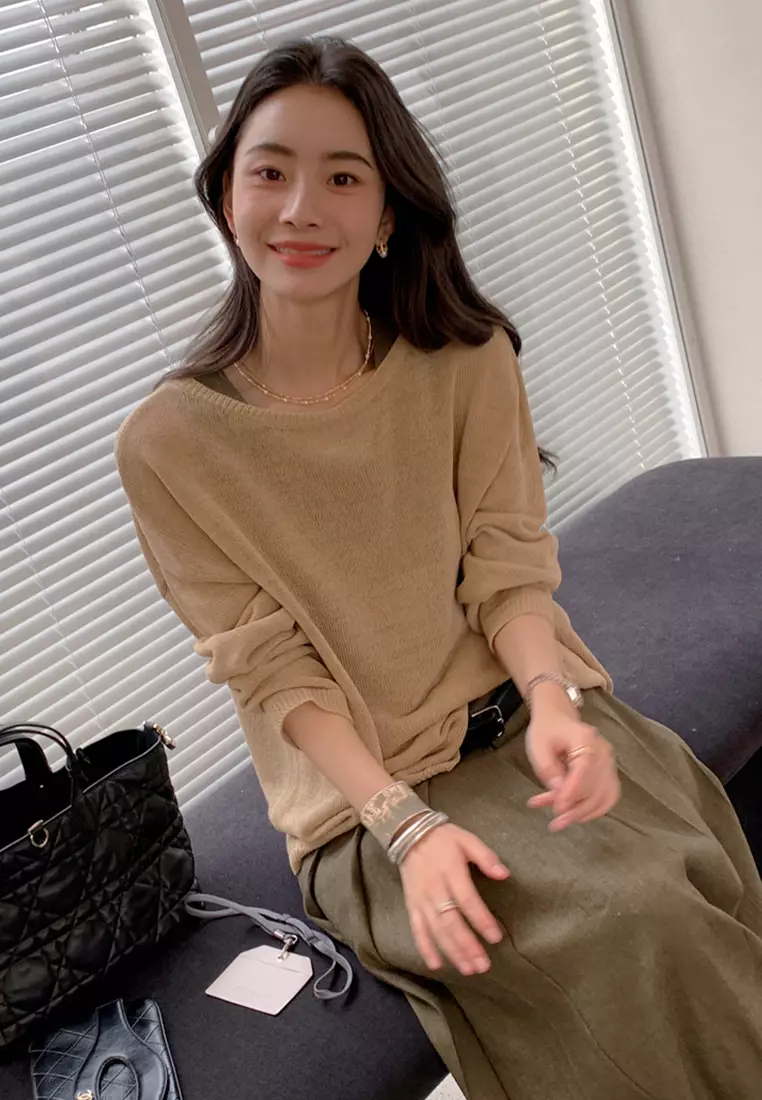 2024 New Long Sleeve Loose Fashion Top CA24092501DGBL