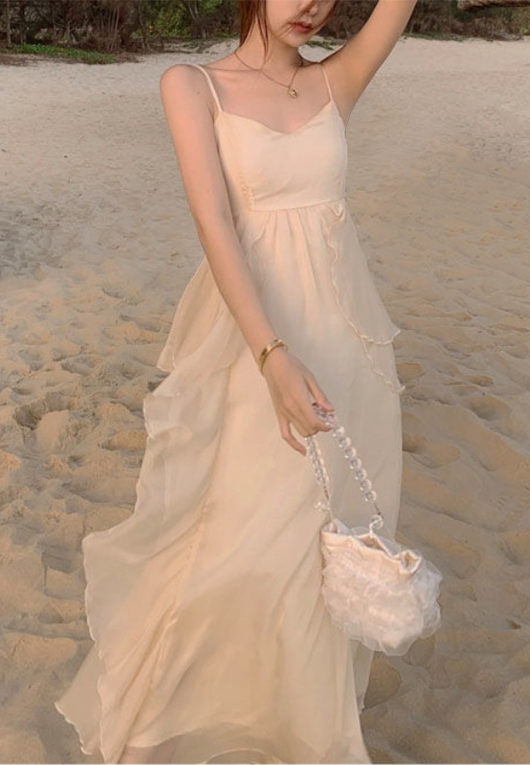 French halter dress with ruffled hem CA25061779BE