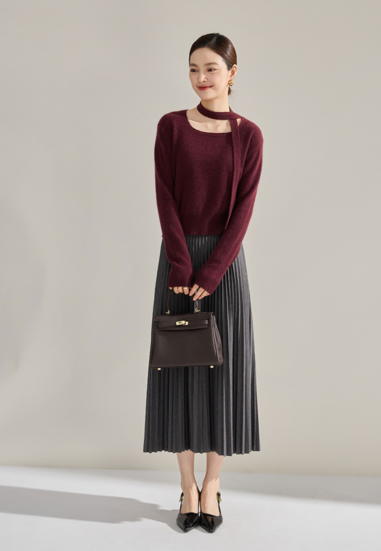 Autumn and winter pleated midi skirt CA25010703KI