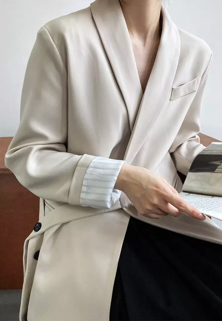 Loose and fashionable lace up suit top CA24092354BL