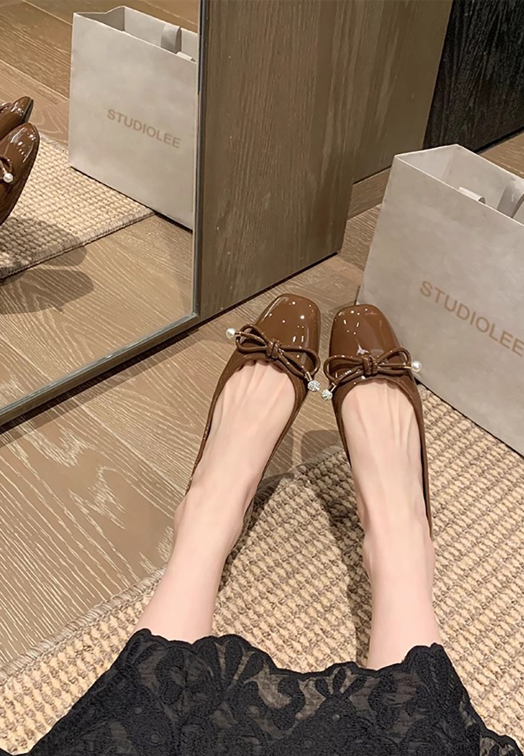 Rhinestone bow ballet flat shoes CA25021325W