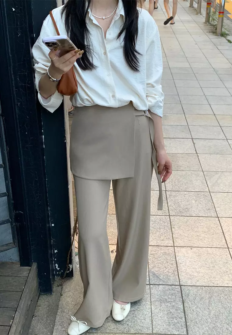 Fashionable solid color casual pants CA24092503BK