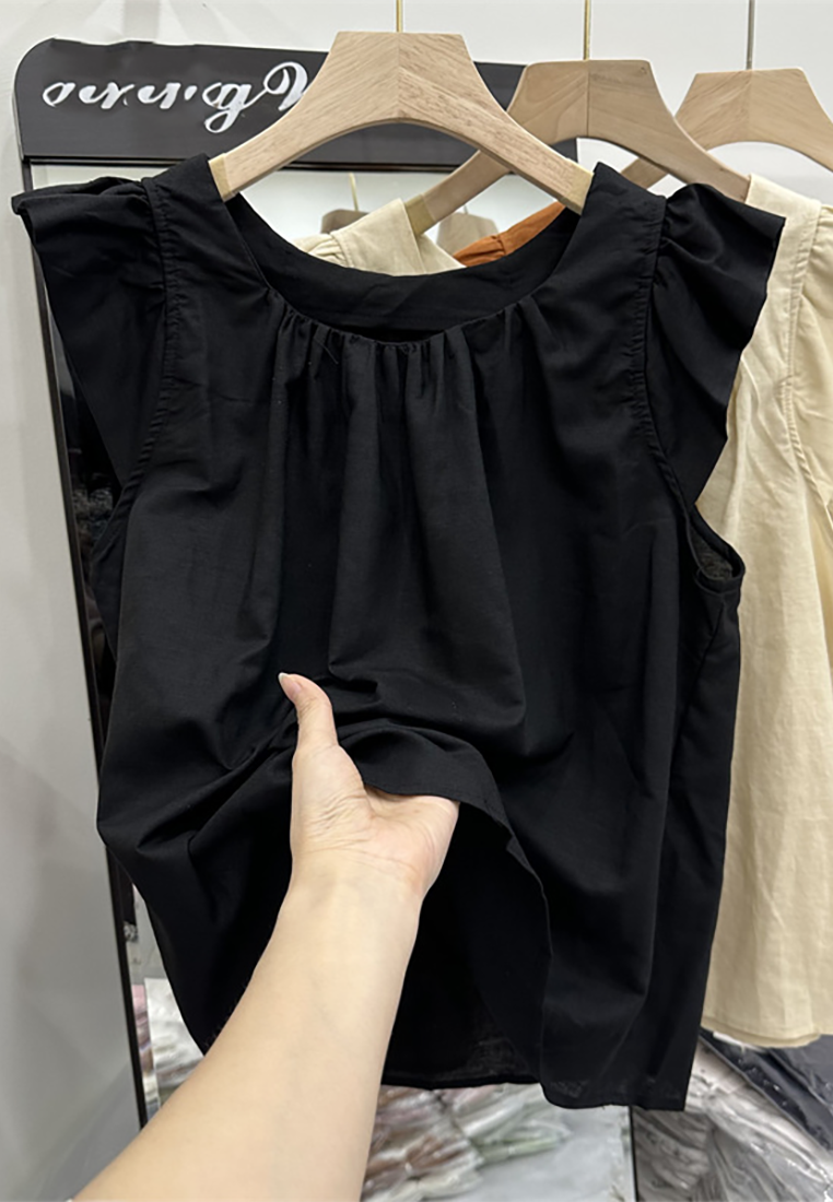 Summer new cotton and linen short top CA25070918BW