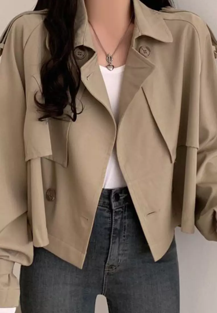 Retro style short windbreaker jacket CA24092730BK