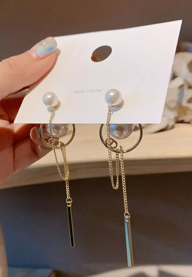 Circle chain long Earrings CA060309