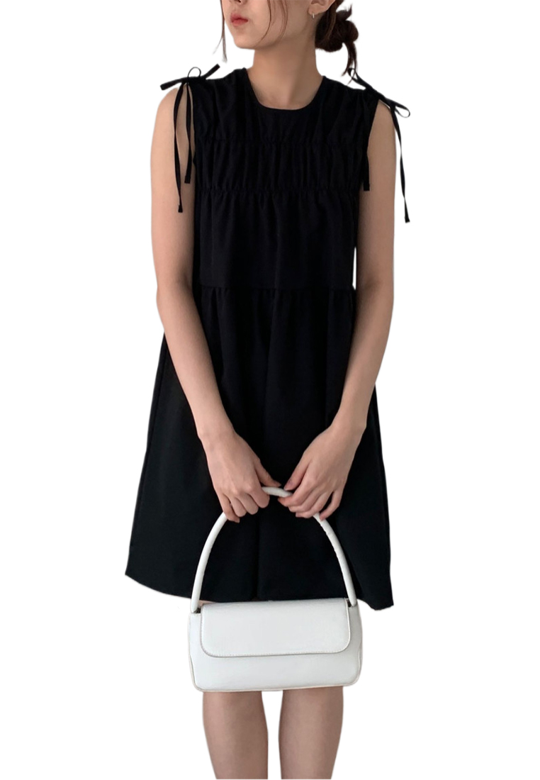 Solid color loose short dress CA25032739BK