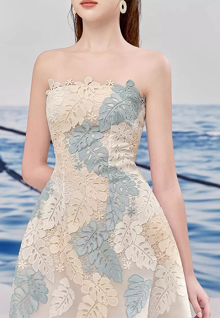 Mesh strapless long dress CA24102533PI