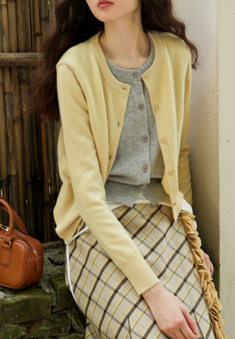 Temperament new color matching fake two piece knitted Cardigans sweater K120902PI