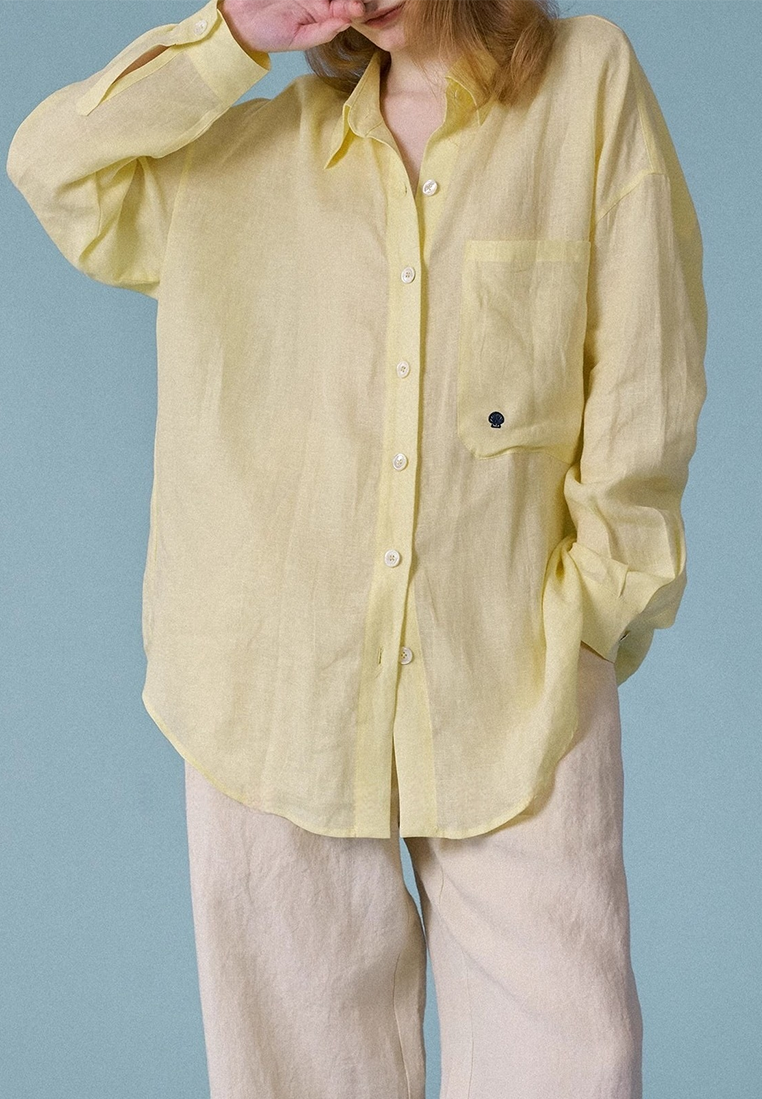 New arrival slim fit loose niche linen top CA25091927W