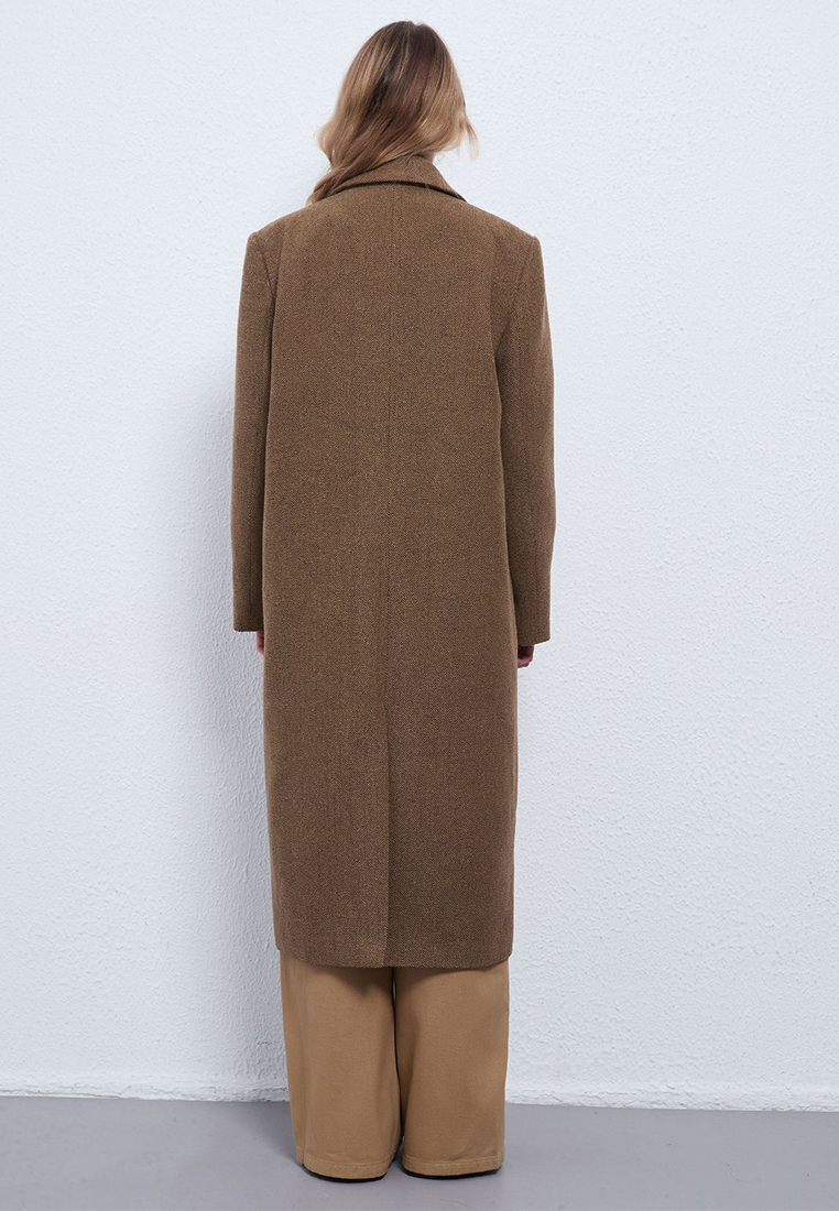 Autumn/Winter Wool-Cashmere Herringbone Long Thickened Coat CA25110708BW