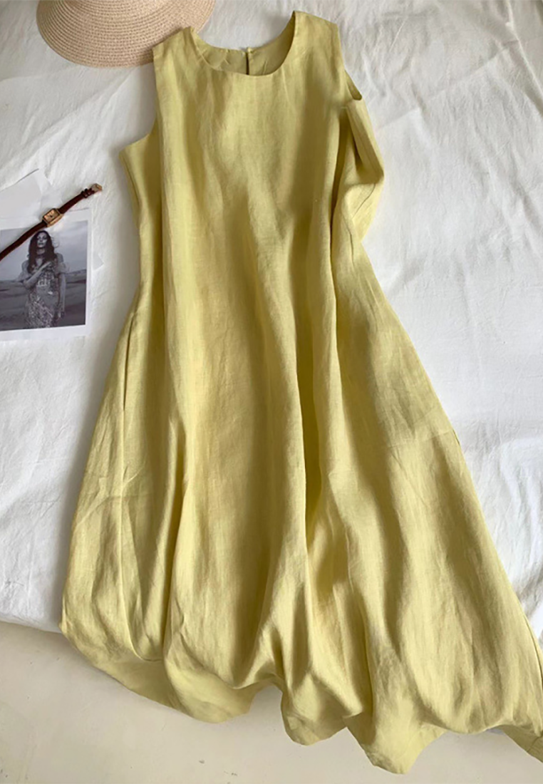 New cotton and linen sleeveless vest loose dress CA25070908YE