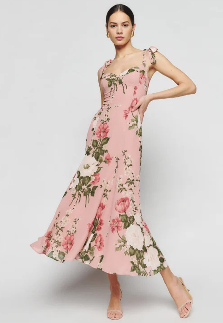 New elegant printed slim suspender dress CA25061708PI