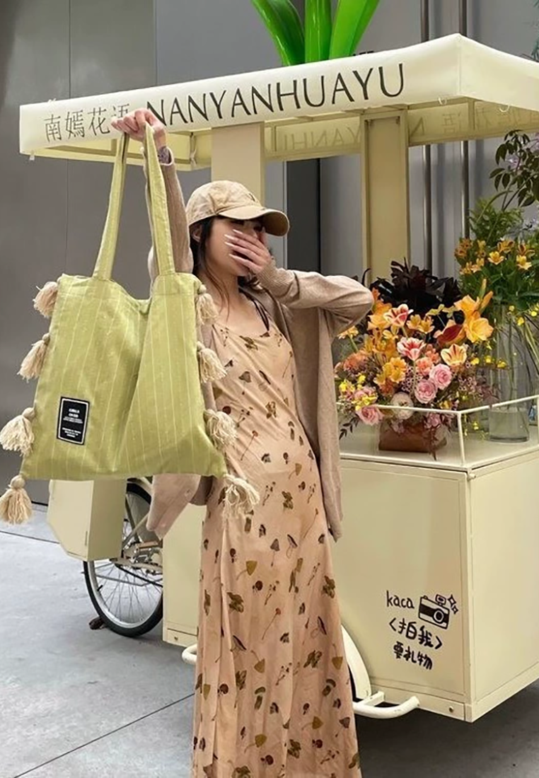 Artistic versatile tassel casual women's shoulder bag CA25030308GR