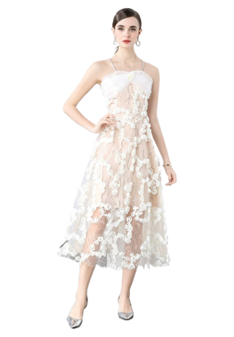 2025 mesh waist cinching three-dimensional dress CA25031208BE