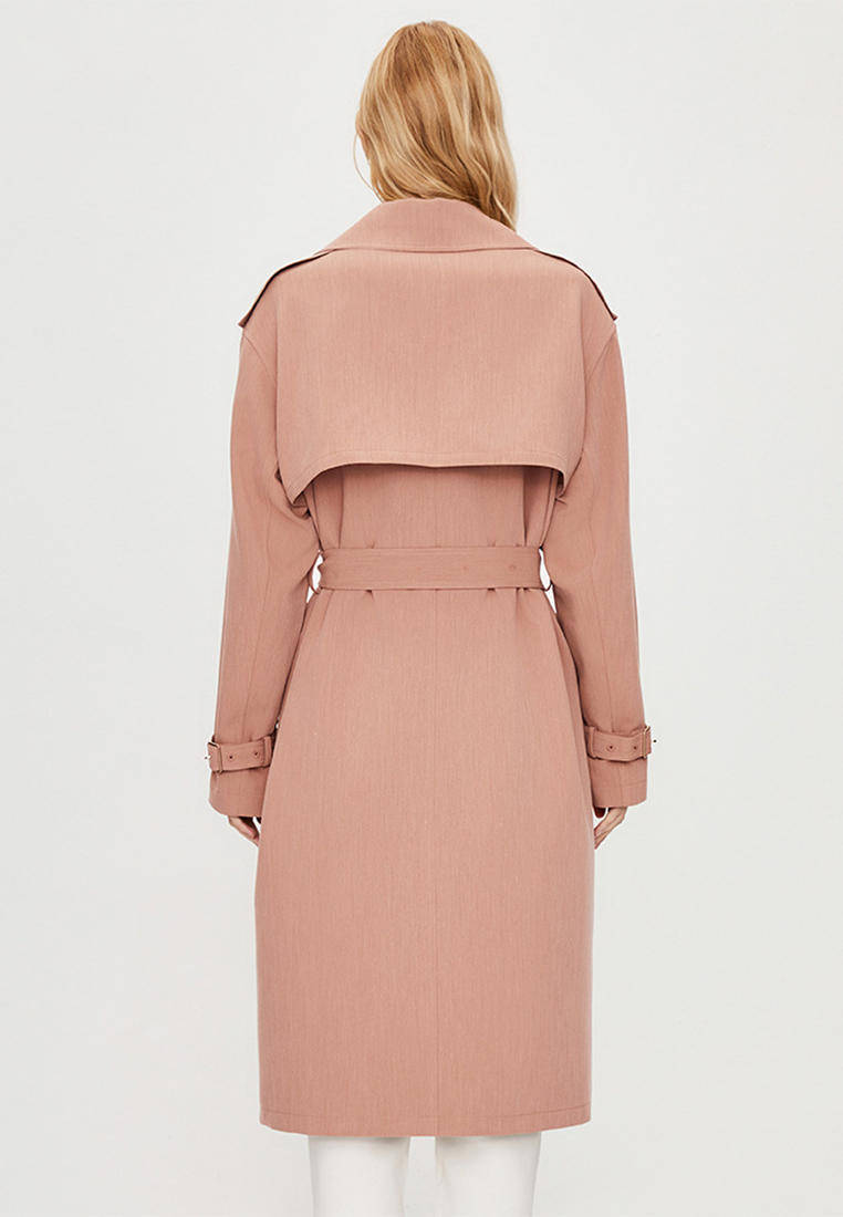 High end fashion design contrasting color lace-up trench coat CA101708PK