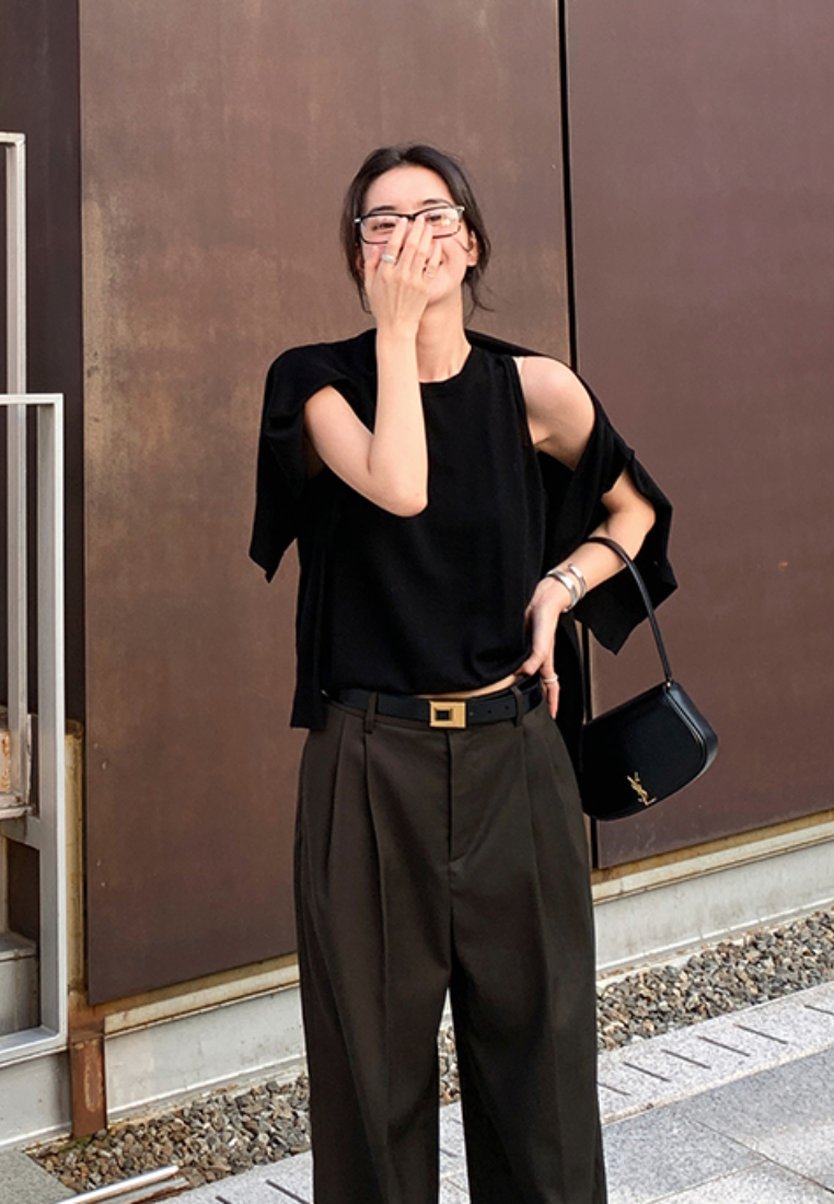 Knitted Off-Shoulder Vest Casual Cardigan Set CA25110308RD