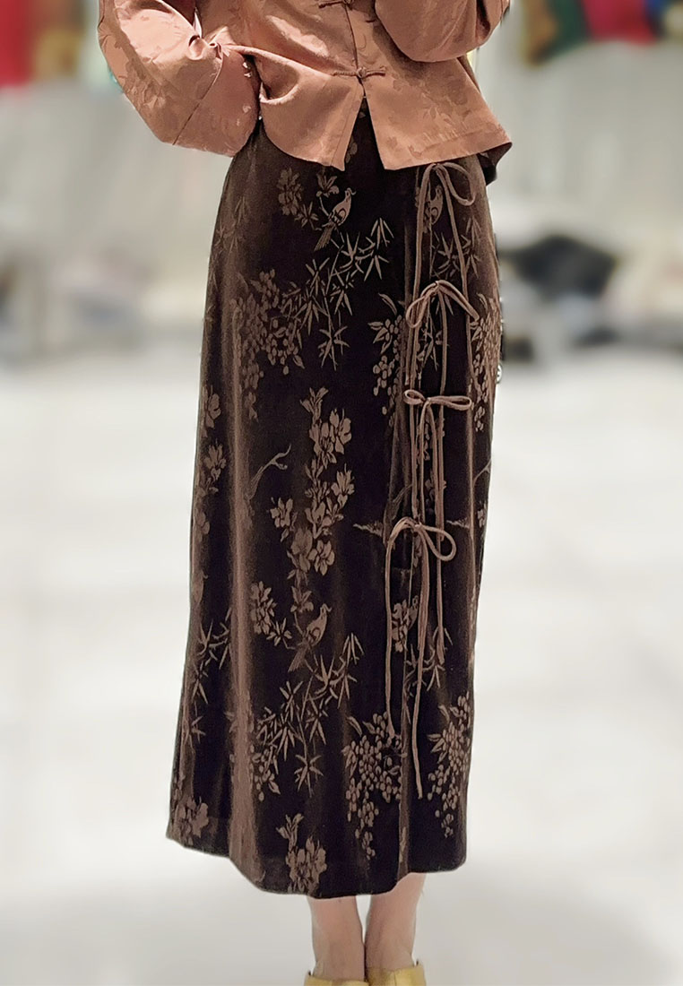 Chinese retro jacquard velvet elegant skirt CA010608BE