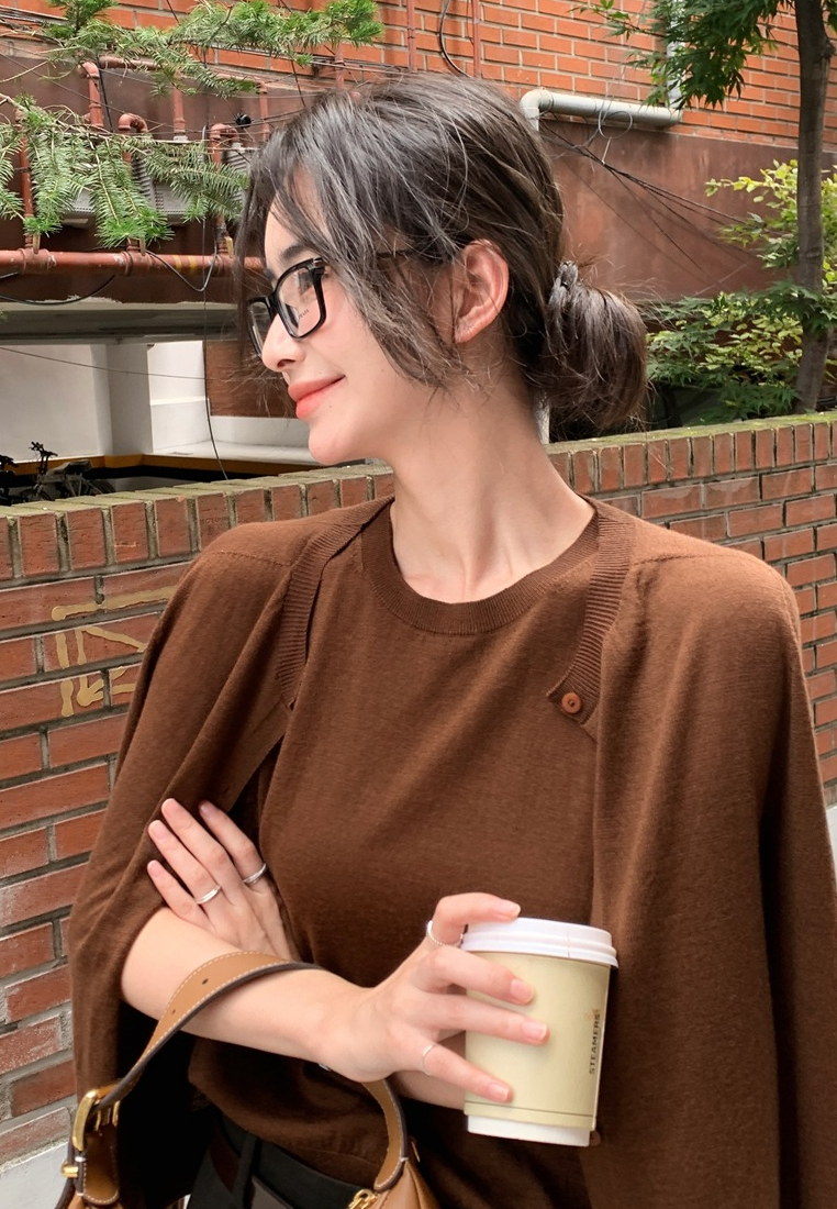 Knitted Off-Shoulder Vest Casual Cardigan Set CA25110308RD