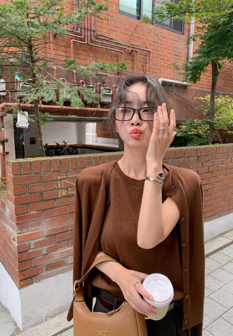 Knitted Off-Shoulder Vest Casual Cardigan Set CA25110308RD