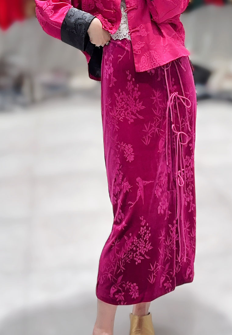 Chinese retro jacquard velvet elegant skirt CA010608BE