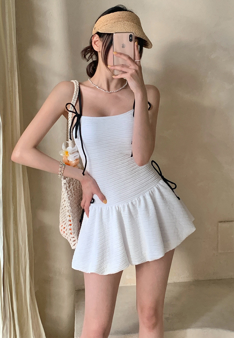 New pure style bow strap one-piece swimsuit CA25052308W