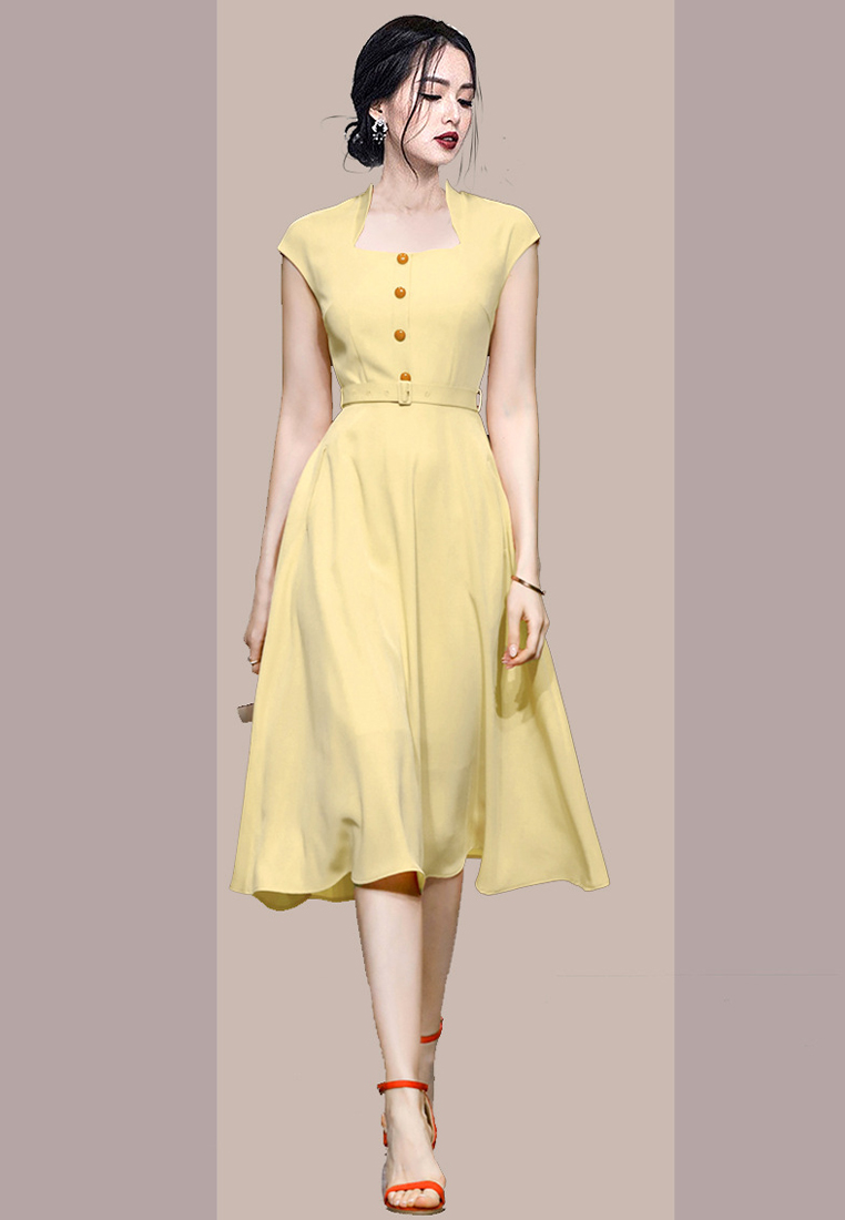 Summer new minimalist solid color dress CA250325308YE