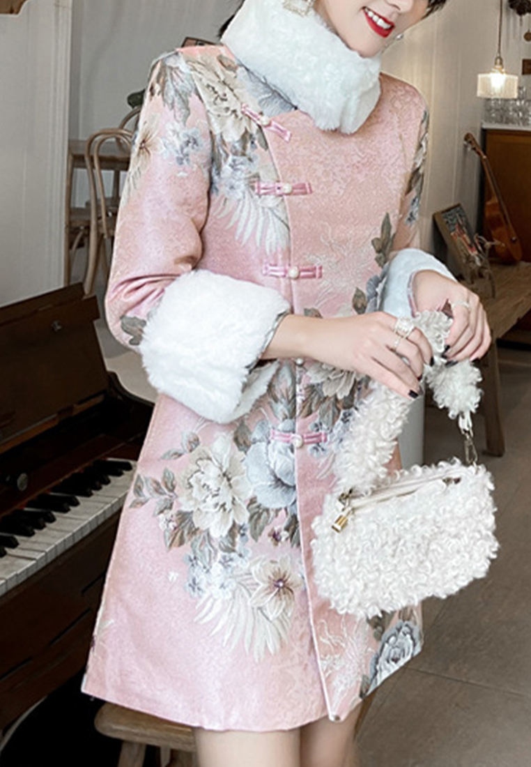 Cheongsam retro jacquard embroidery thickened cotton jacket dress CA122708