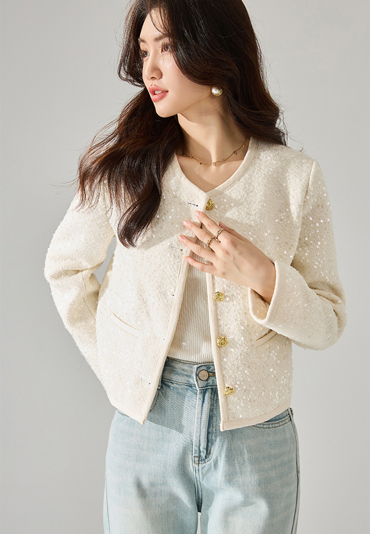 2024 Autumn white retro bead top CA24091108BE