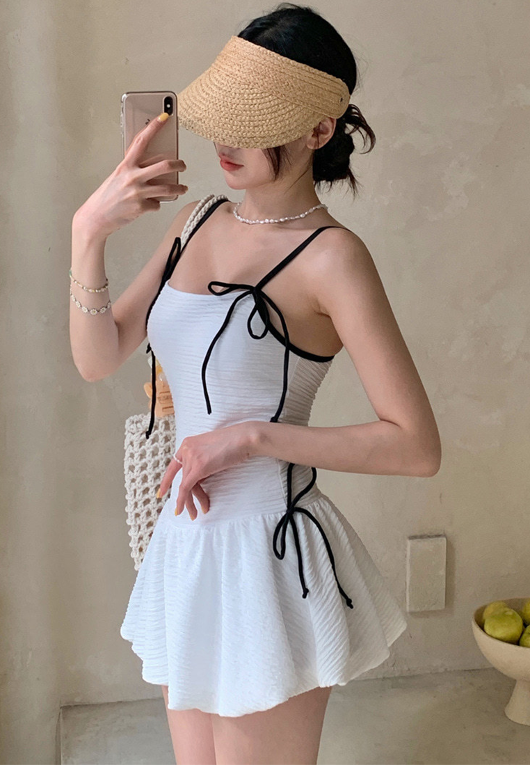 New pure style bow strap one-piece swimsuit CA25052308W