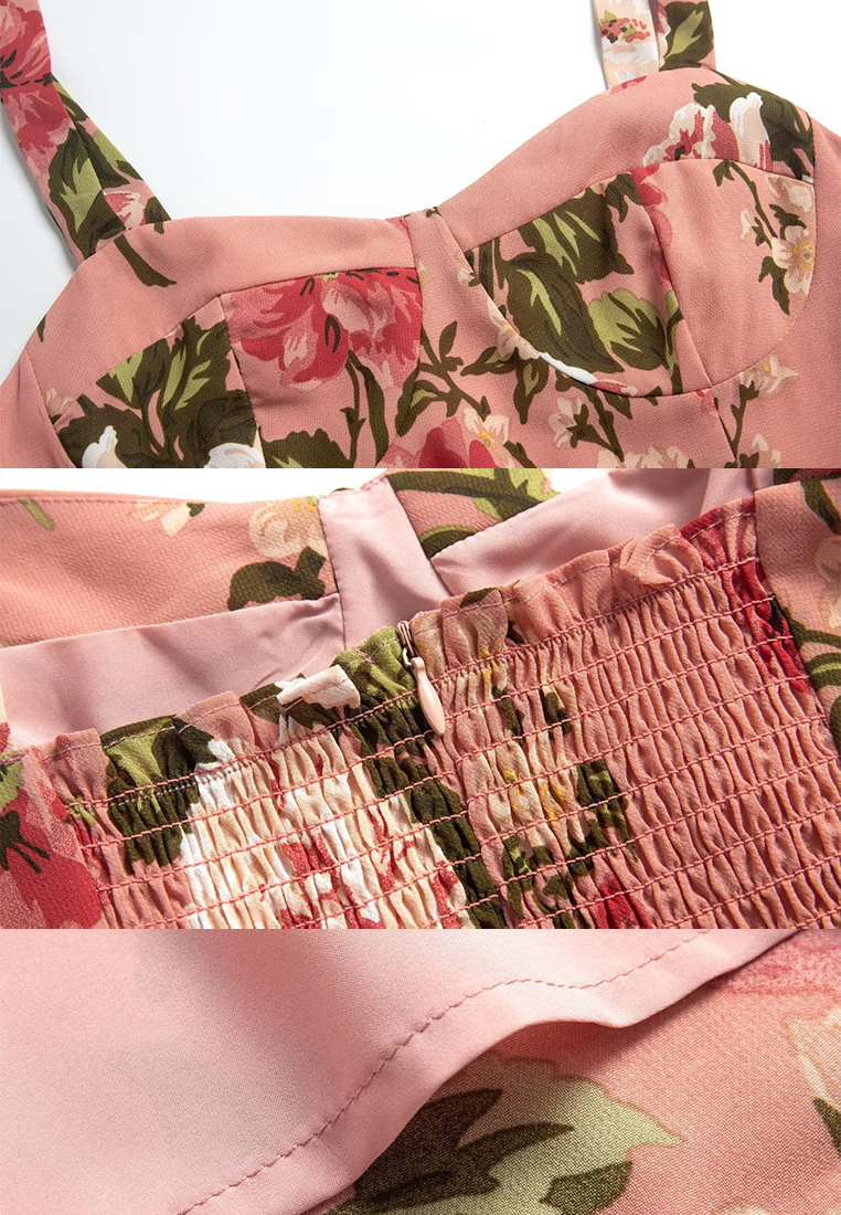 New elegant printed slim suspender dress CA25061708PI