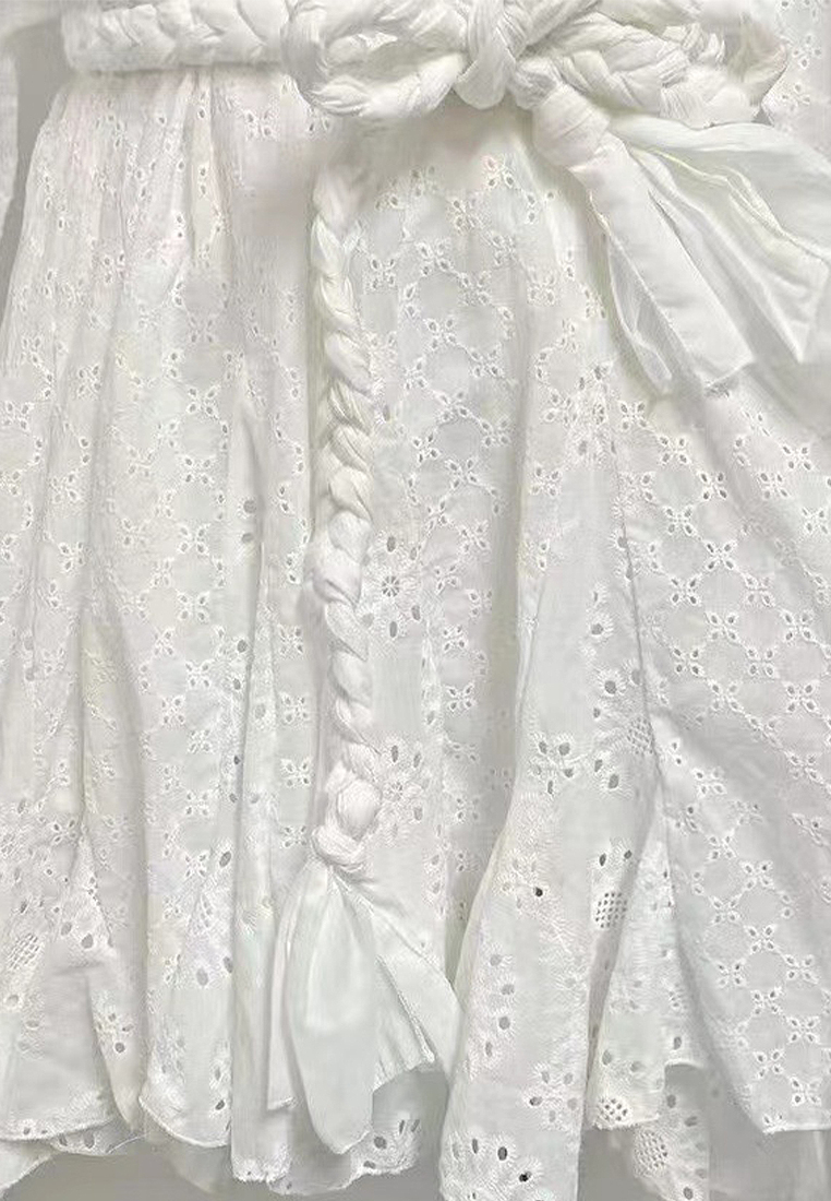 2024 Autumn New Round Neck Embroidered Short Dress CA24081608W