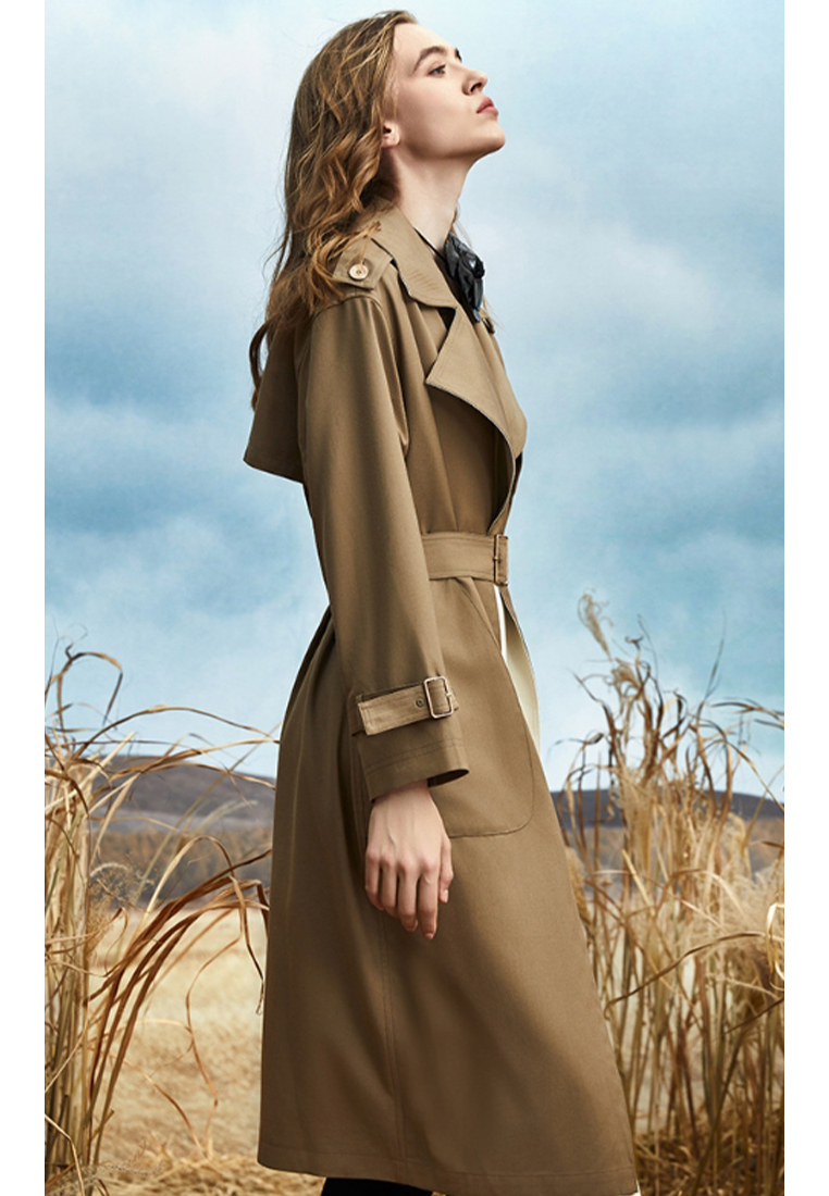 High end fashion design contrasting color lace-up trench coat CA101708PK
