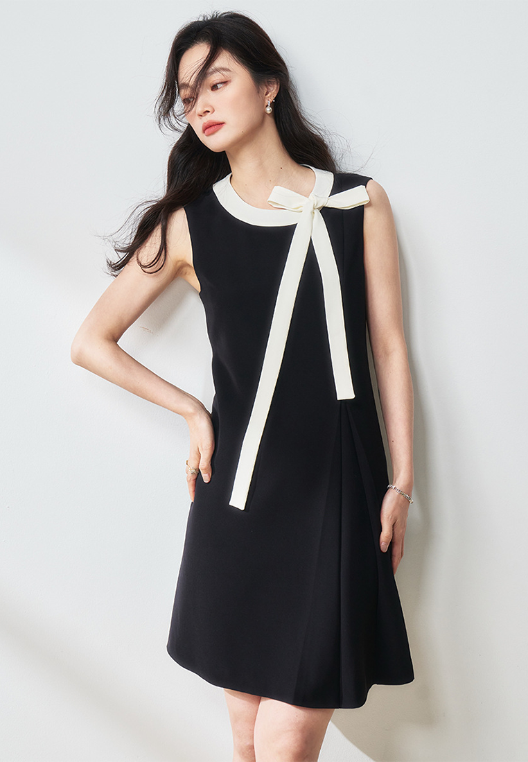 Summer new bow sleeveless dress CA25052908BK