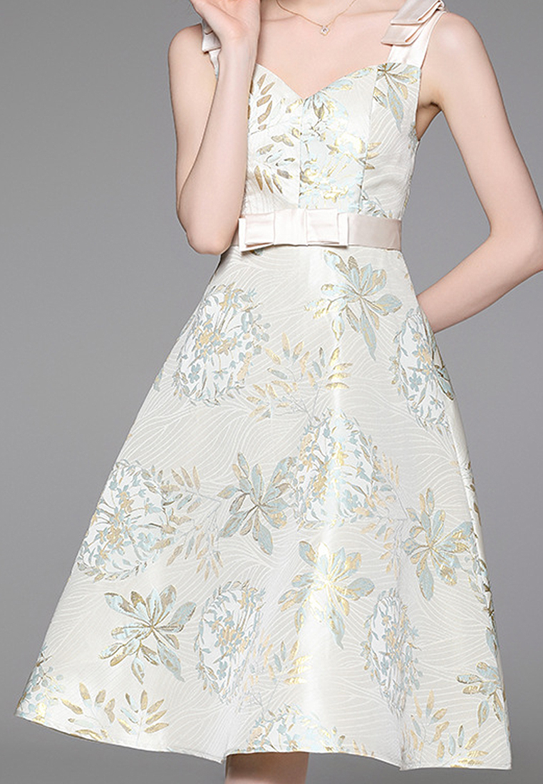 French Sexy Strap Elegant Print Dress CA100508