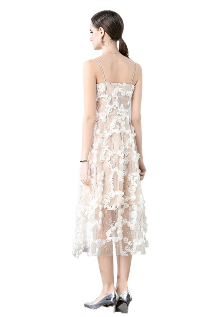 2025 mesh waist cinching three-dimensional dress CA25031208BE